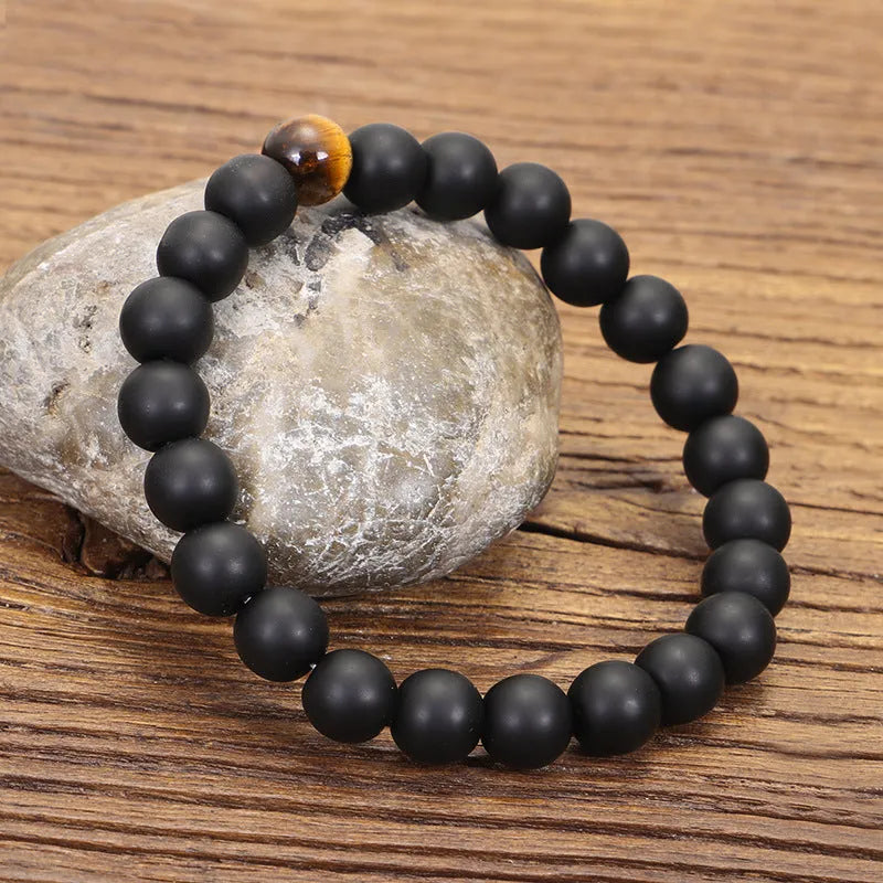 108 stone tigereye yoga beaded bracelet necklace set with tassel pendant