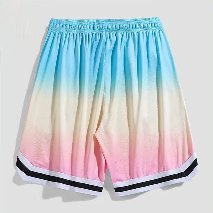 Men's gradient colour cropped trousers in loose casual style with polyester construction
