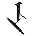 Black carbon fibre and aluminium alloy hydrofoil for surfing with 1051mm wide front wing
