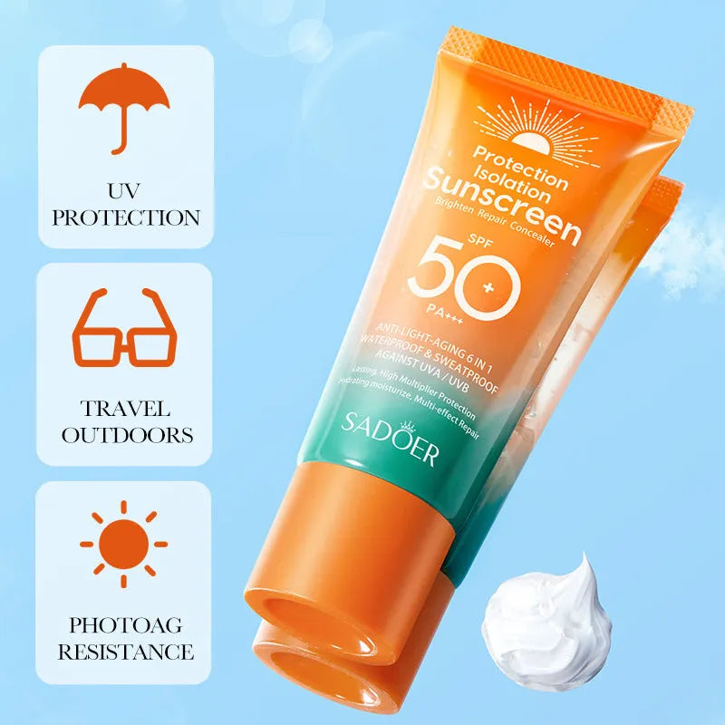 Double tube multi-effect repair isolation sunscreen 50g tube for universal skin types