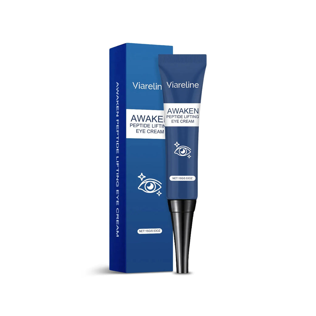 Viareline Collagen Firming Eye Cream in white jar with gold lid, 15g, for smoothing and moisturising under-eyes