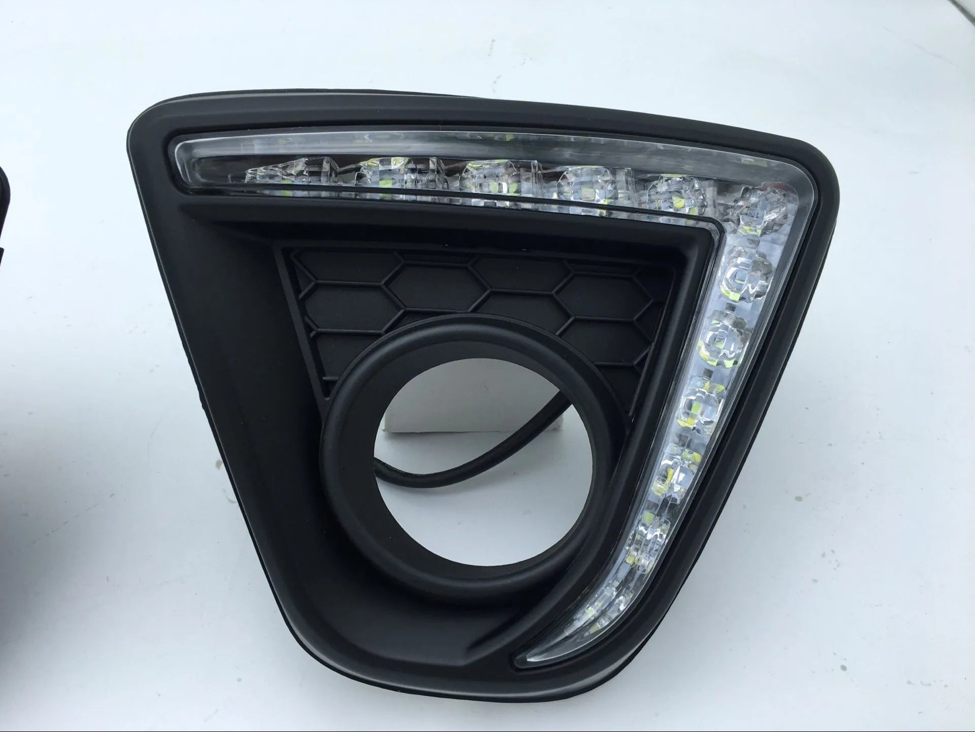 Mazda CX-5 LED daytime running light replacement lamps with electroplated finish showing front lighting elements