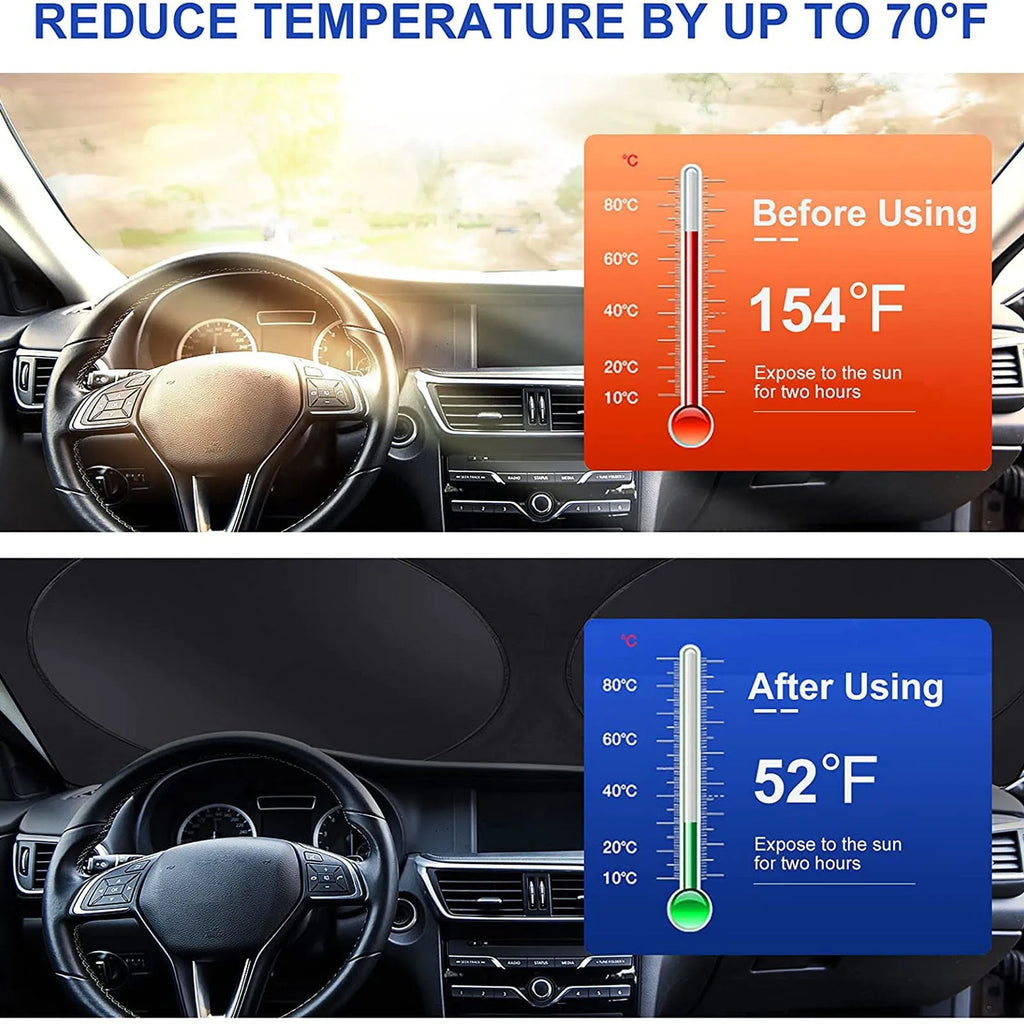 Car sun block silver tape windshield shade with reflective surface in simple style