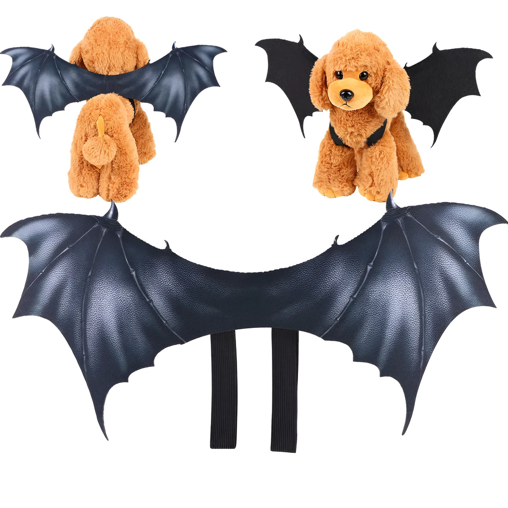 Black cloth bat wings for pets in three sizes for Halloween costumes