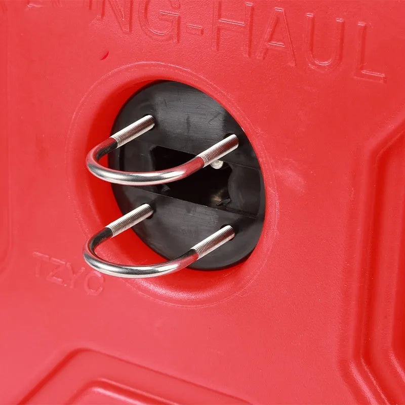 Black 5-litre spare fuel tank with lock for car and motorcycle emergency storage