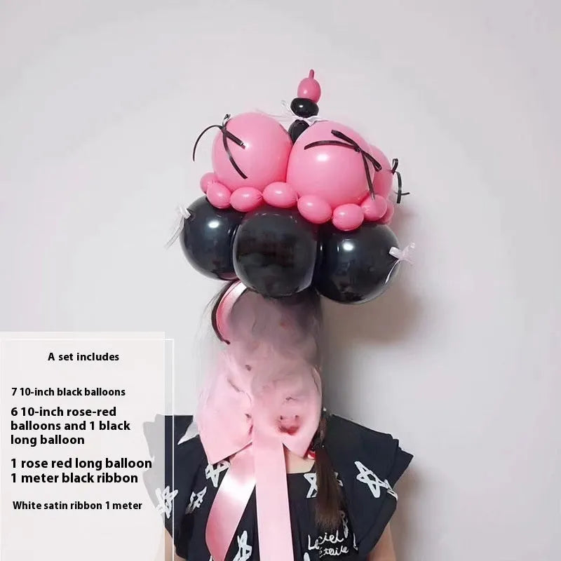 DIY balloon bouquet cake decoration set with round balloons for party decoration