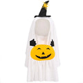 White viscose fibre dog clothes suit with pumpkin ghost design for Halloween, available in sizes S M L