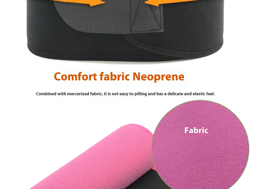 Neoprene lumbar support belt in black, blue or pink for fitness and running