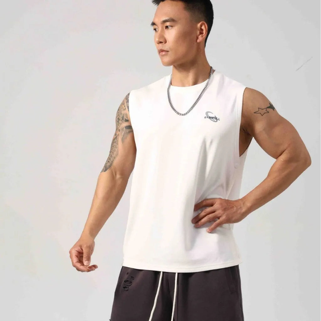 Korean style cotton fitness vest with hidden hook design in loose fit