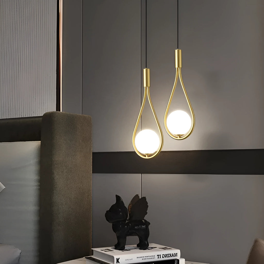 Copper modern minimalist bedroom chandelier ceiling light with choice of three shade colours.