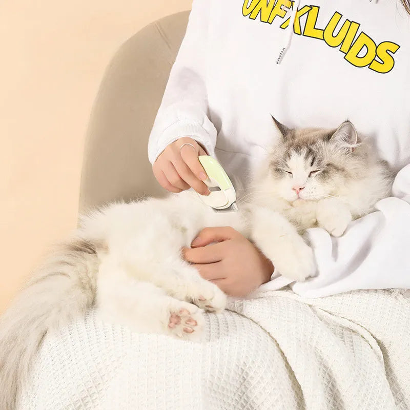 Dual-use pet comb with floating cleaning needle for dog and cat hair removal in blue colour option