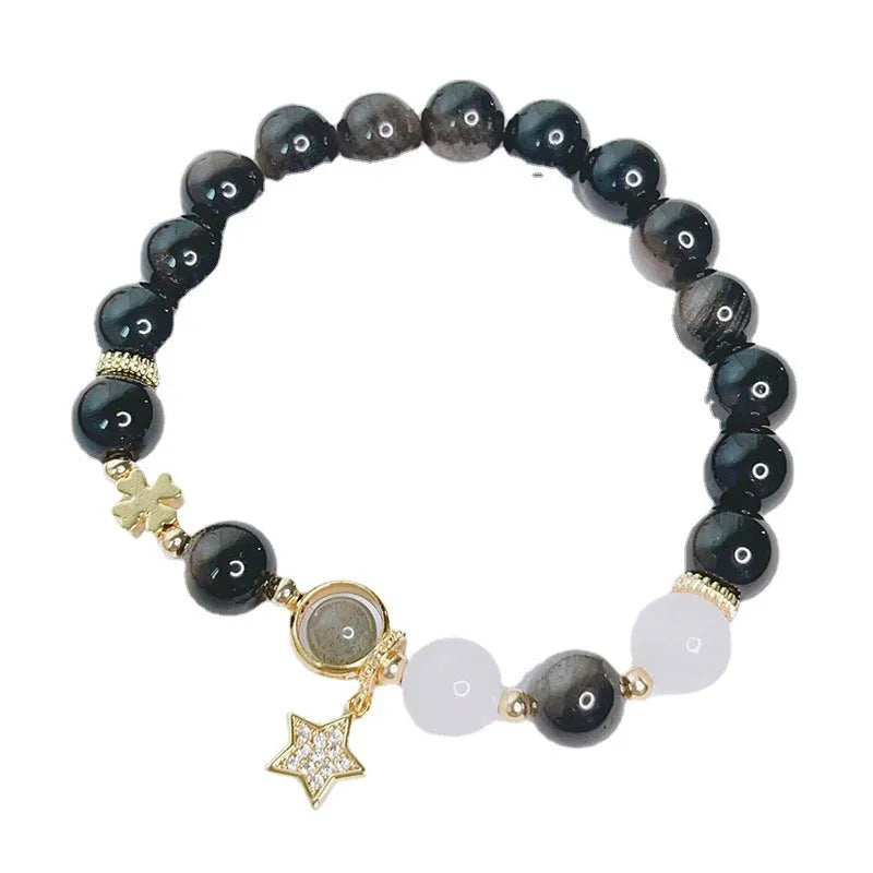 Sweet cool style silverstone bracelet for women with electroplating finish in flower colour variant