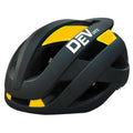 Unisex adult bicycle helmet in matte black and blue colour, with adjustable dial and EPS PC construction
