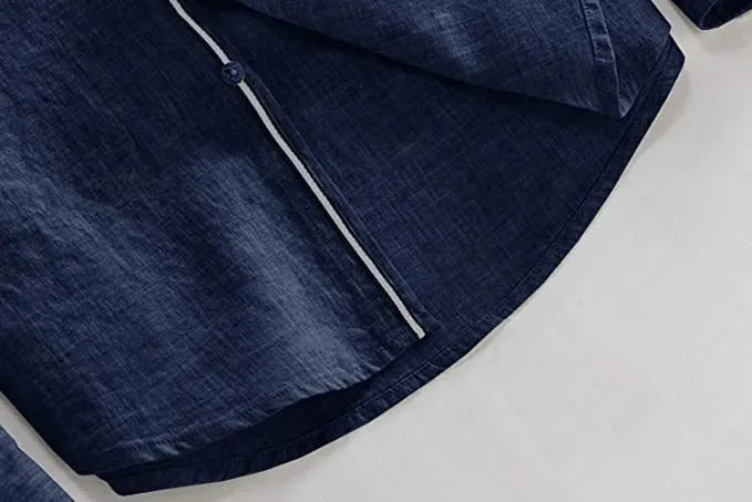 European and American summer casual plain long-sleeved cardigan in hemp blend fabric, loose fit, standing collar, available in multiple colours and sizes