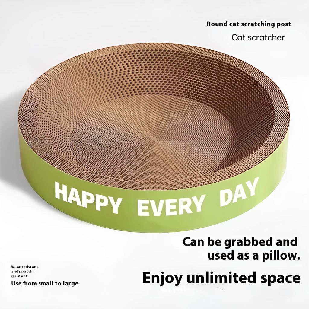 Green circular cat nest with integrated sisal scratching surface in 50cm and 55cm sizes