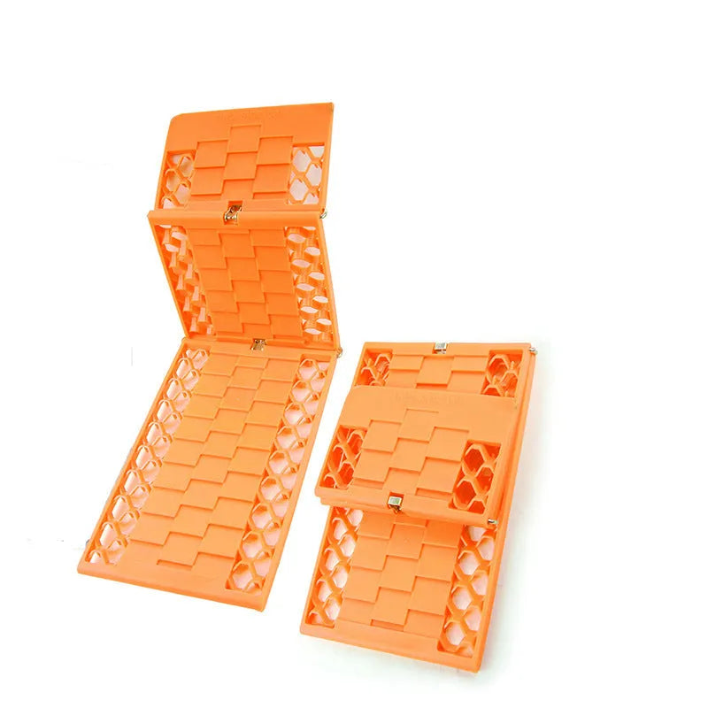 Folding orange anti-slip rescue board for cars and off-road vehicles, PP+metal, unfolded 60cm