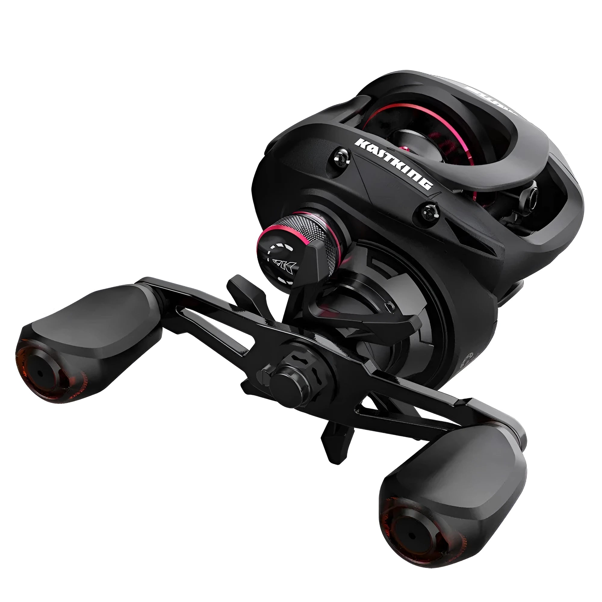 Drip wheel fishing reel for lure fishing with selectable left or right hand wheel.