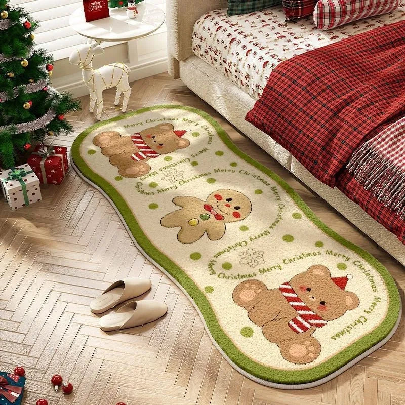 Christmas imitation cashmere carpet decoration with festive patterns in various sizes