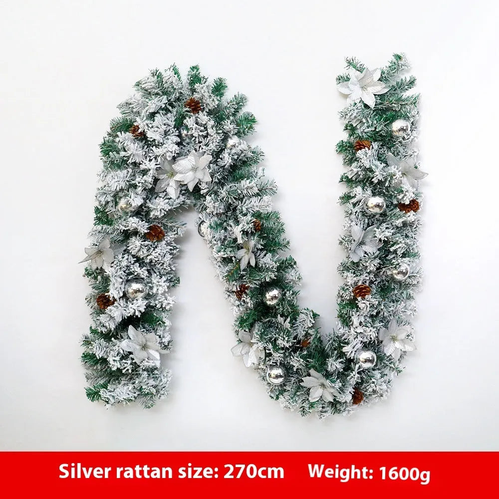 American-style flexible PVC Christmas rattan garland with flocked detailing in one of five colour options.