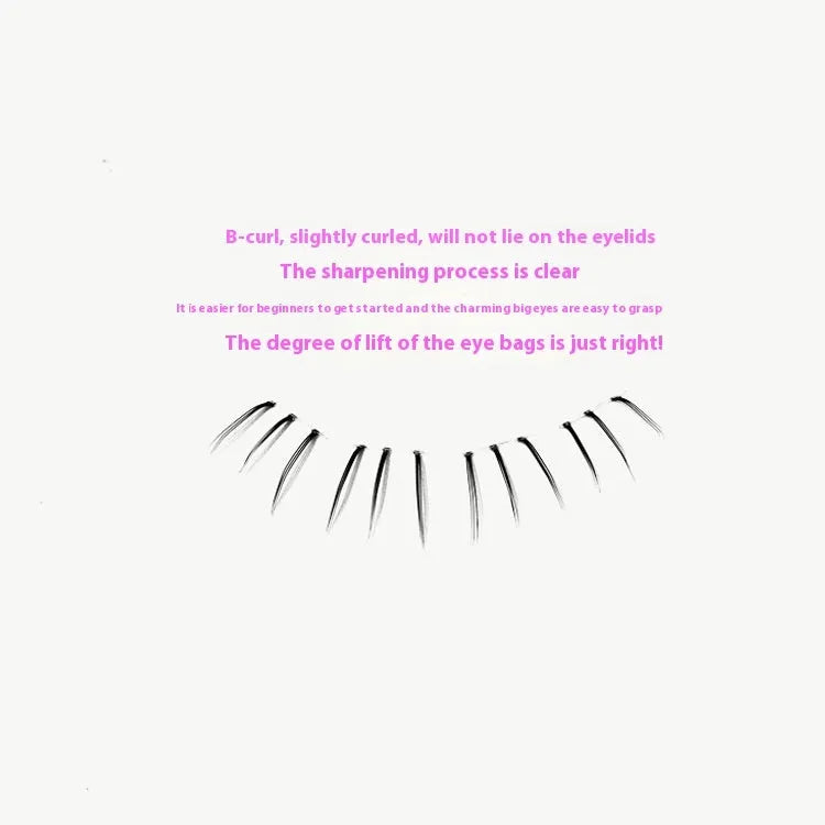 Kitten's Paw 12-row segmented lower false eyelashes with pointed tails on a clear band.