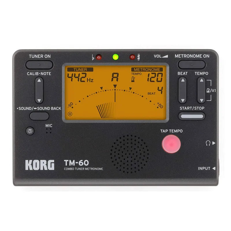 TM-60 black and white digital electronic metronome tuner with display screen