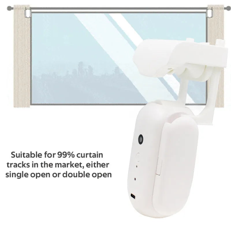 Smart curtain robot with Bluetooth and app control mounted on a rail