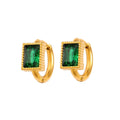 Geometric stainless steel earrings with square zircon and round ring elements in three colour options