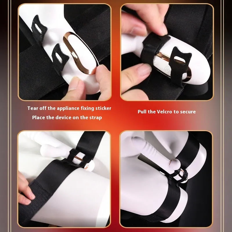 Black knitted belt sex toy strap for harness applications