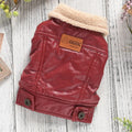 PU pet leather coat fleece-lined for dogs and cats autumn winter warm available in red and black sizes XS to 7XL