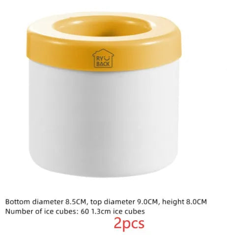 Portable 2-in-1 ice bucket mold with lid made of food-grade silicone in blue-green colour