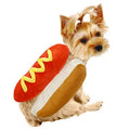 Cotton yellow hot dog burger pet costume on small dog, sizes S M L available