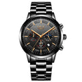 Men's black and rose red gold quartz sports watch with waterproof construction and digital display