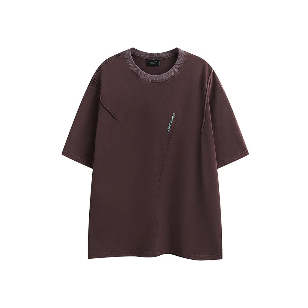 Cotton retro half-sleeve t-shirt with embroidery in loose pullover fit