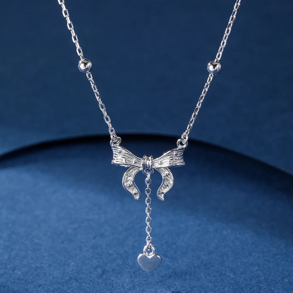925 silver butterfly heart pendant necklace on O-ring chain with adjustable 40cm-45cm length