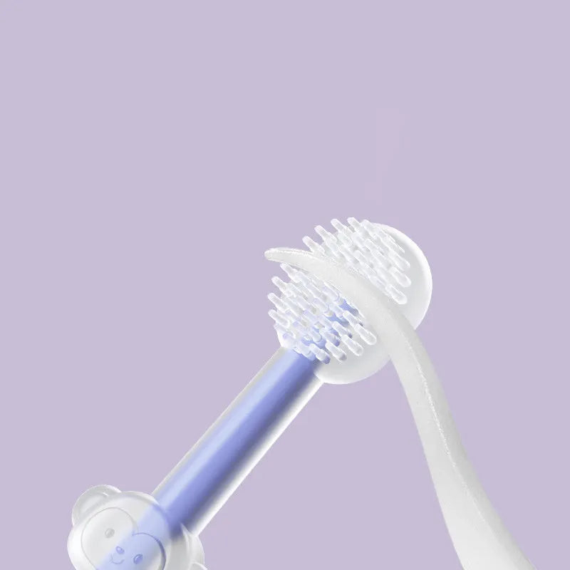 Purple silicone gel pet toothbrush for cleaning dog and cat teeth