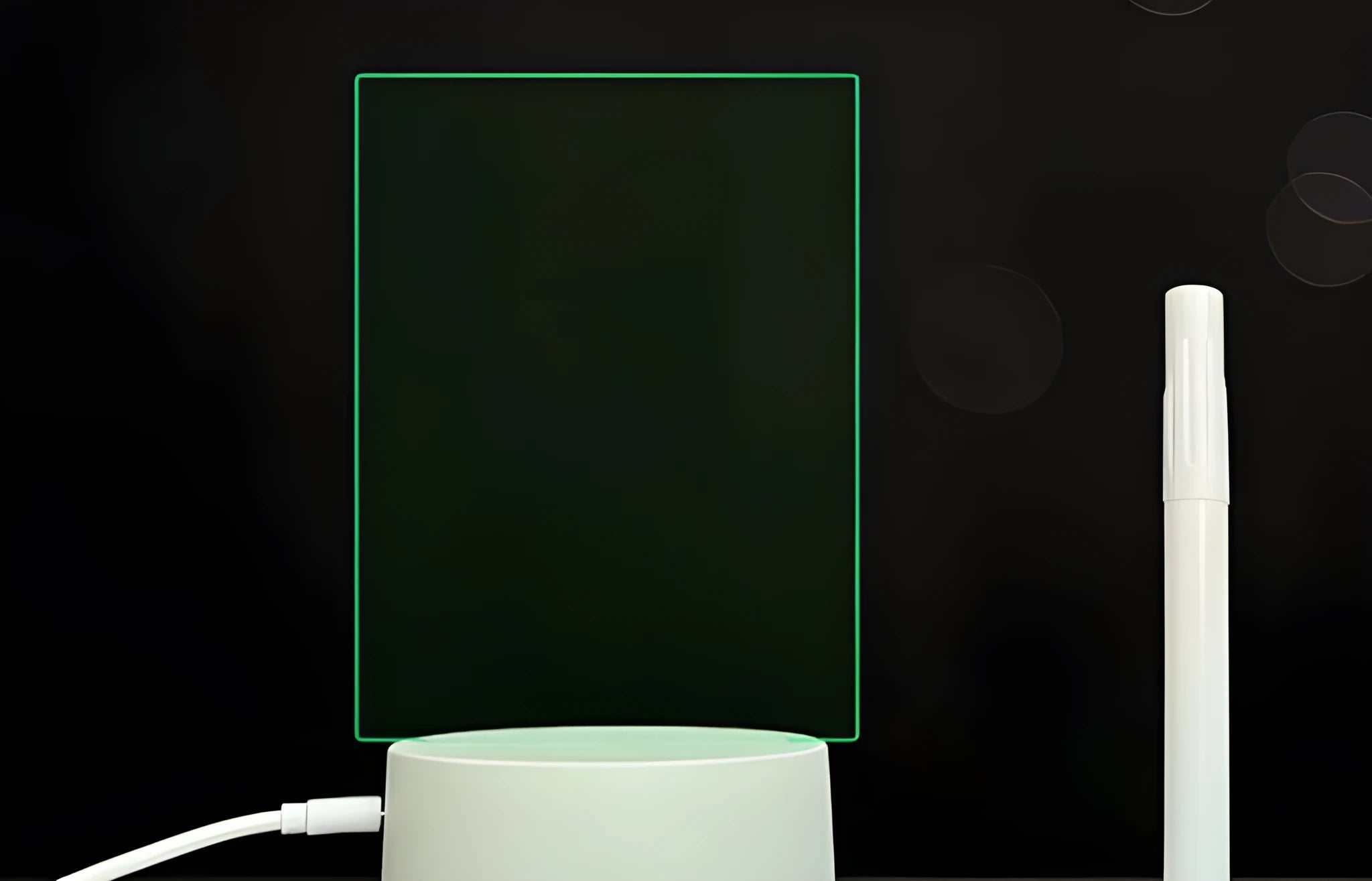 3D acrylic message board with LED lighting and remote control on wooden surface