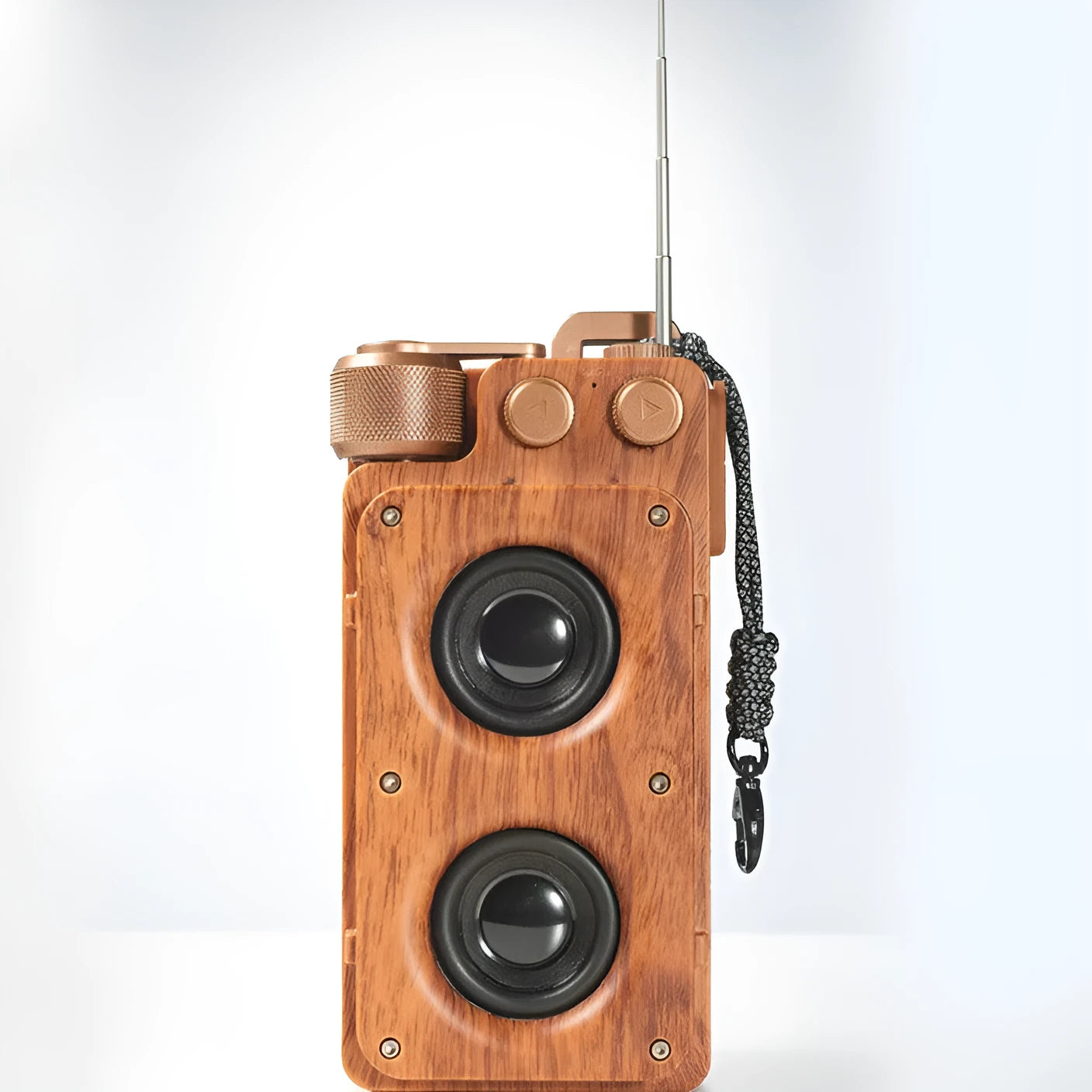 A8 wood grain creative wireless dual speaker Bluetooth speaker double horn gold colour