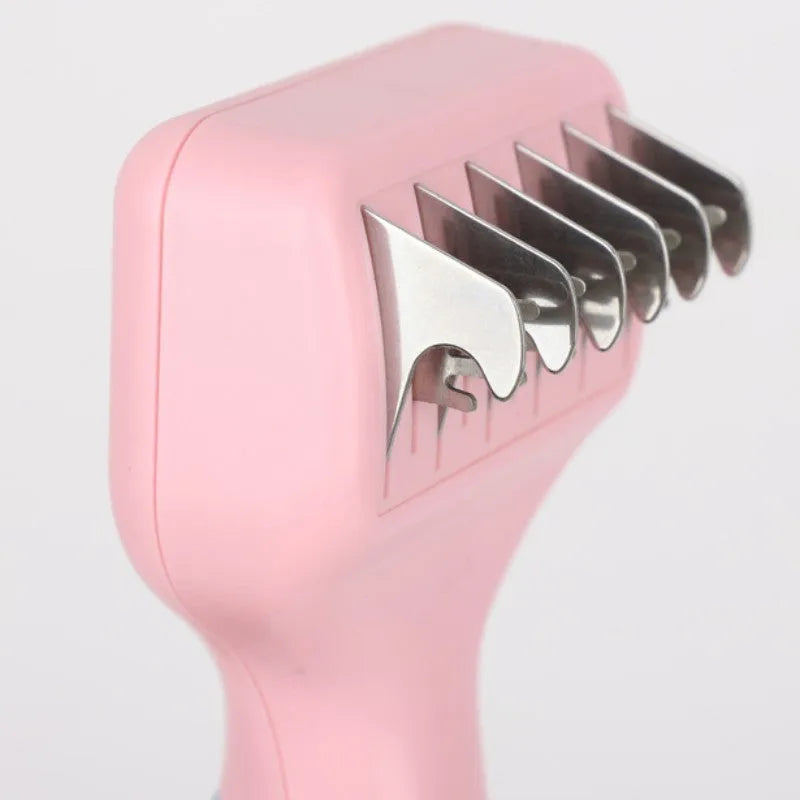 Stainless steel pet grooming comb with integrated knot knife for dogs and cats