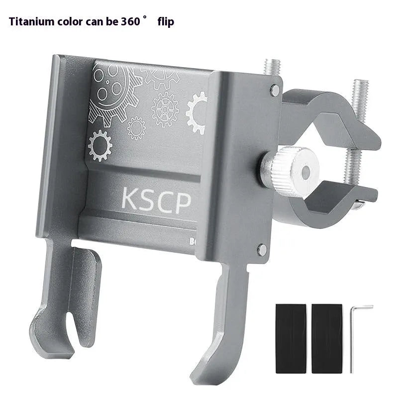 Bicycle aluminium alloy mobile phone holder for motorcycle navigation, black colour, mounted on handlebars