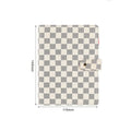 Plaid PU leather notebook cover in A7 size 145x115mm with buckle closure, brown colour