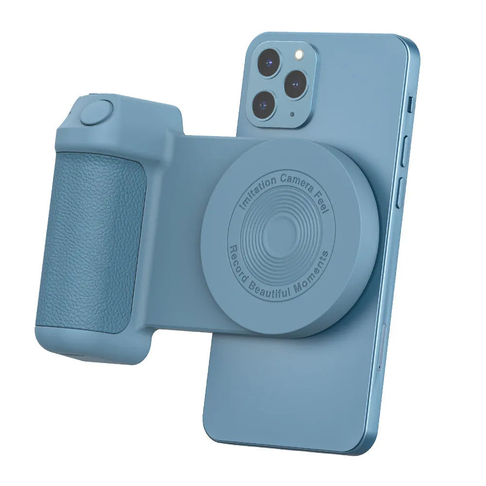 3-in-1 magnetic anti-shake phone holder camera bracket with ergonomic handle, rotatable axis, and compact 11.2cm size