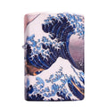 Colored lacquer windproof lighter with Kanagawa surf design, steel inner liner, copper housing, 58x39mm