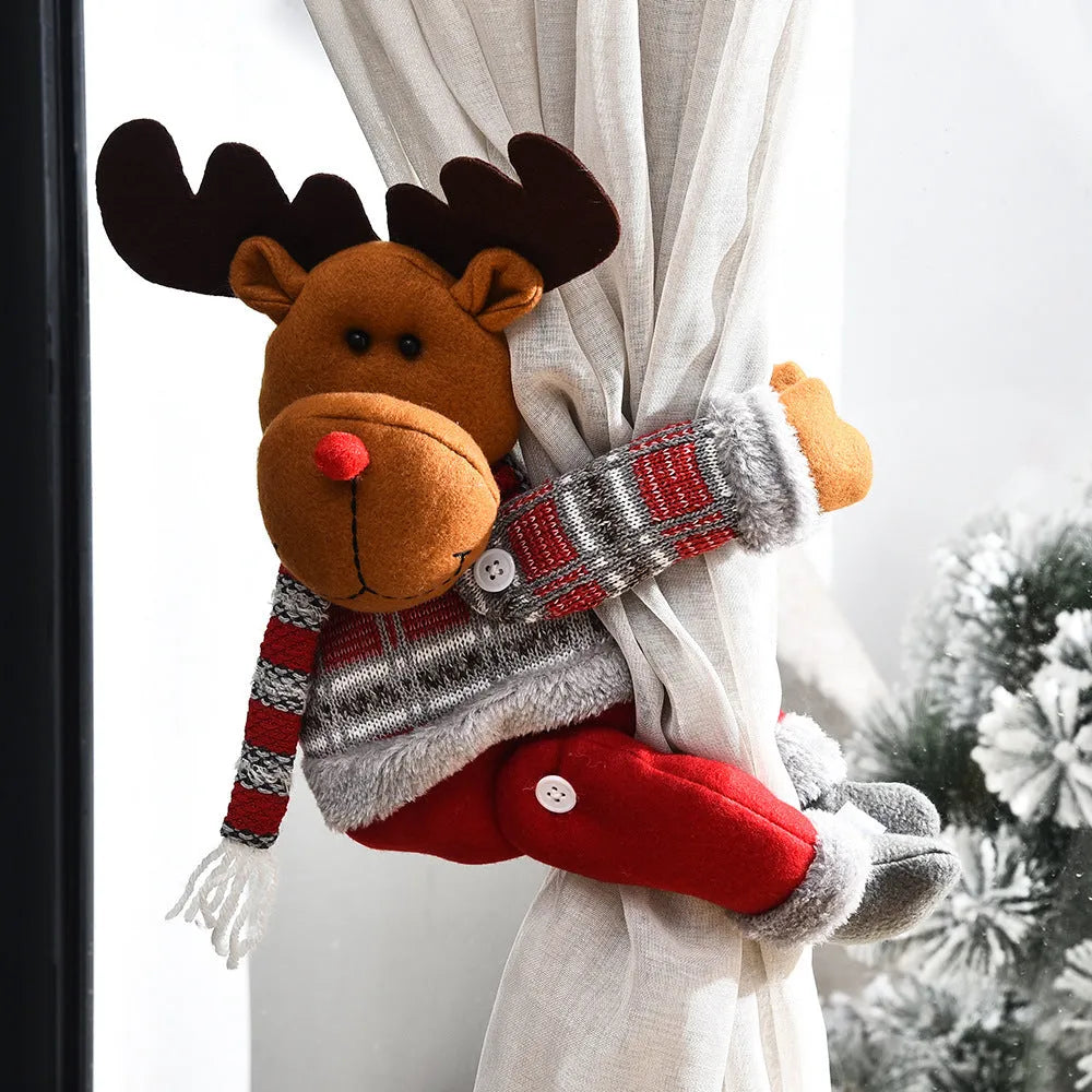 Christmas curtain decorative button cartoon doll cloth fabric buckle Santa Claus style