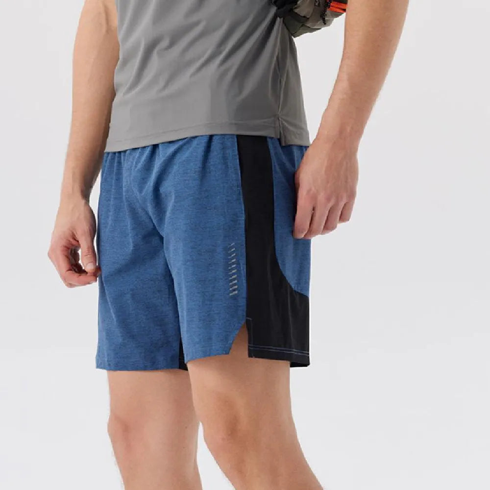 Men's forest green stretch spandex five-point casual shorts with mid waist.
