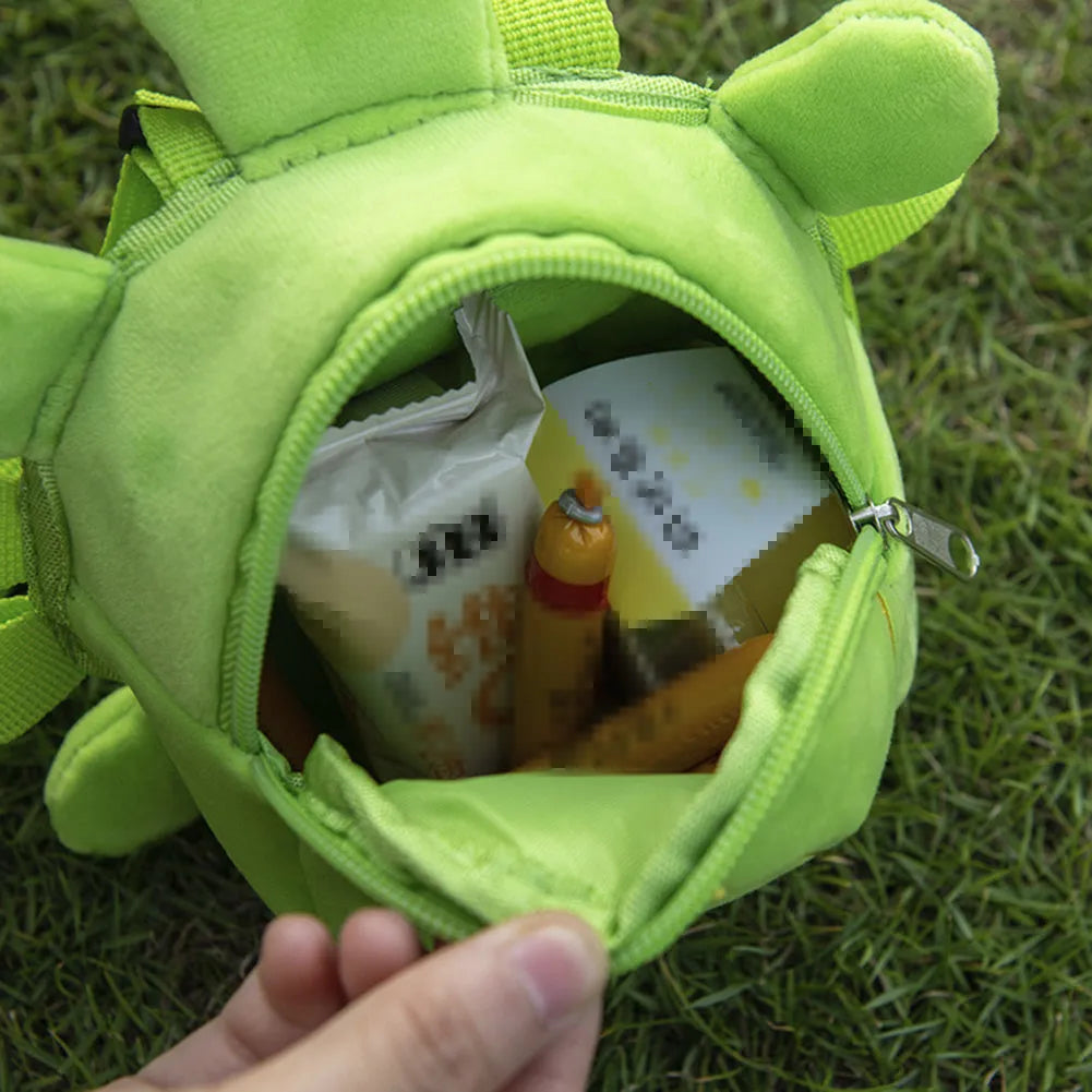 Turtle-shaped dog backpack harness vest with metal zipper in grey, green, brown, or light yellow colours