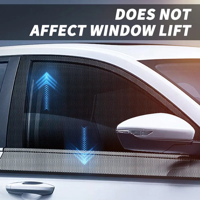 Set of five stretchy mesh car side window sunshades for front and rear windows on a vehicle.