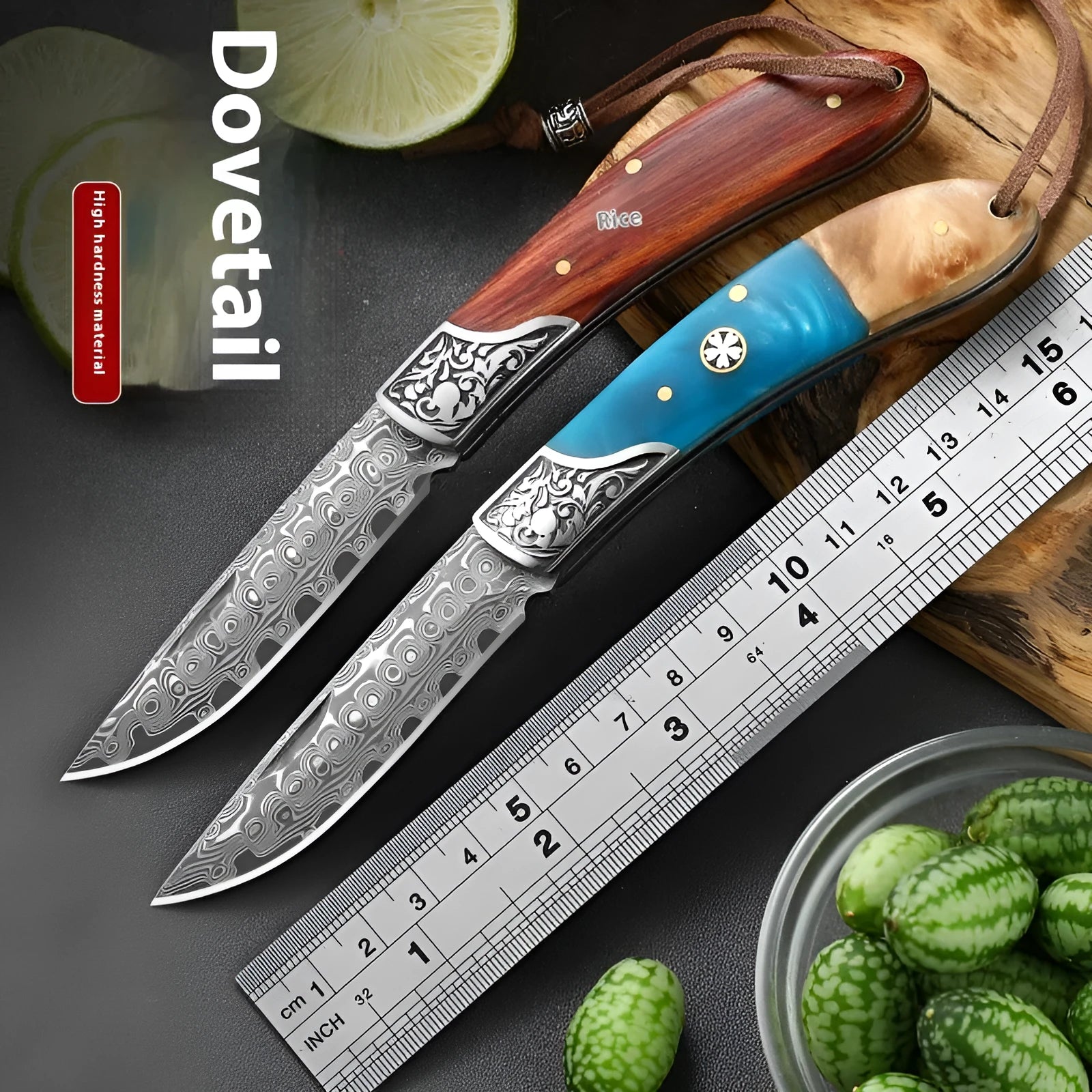 VG10 folding mini outdoor knife with stainless steel blade, dovetail styling, red forest colour