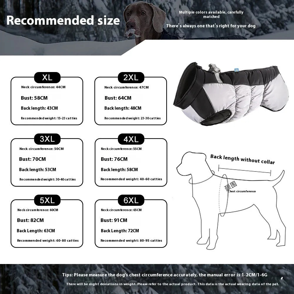 Reflective waterproof polar fleece pet winter coat for large dogs black XL size