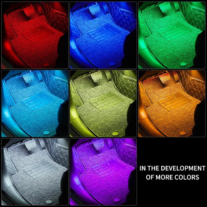 Car modification LED eight-color foot voice control rhythm atmosphere light with 36 lights USB head APP