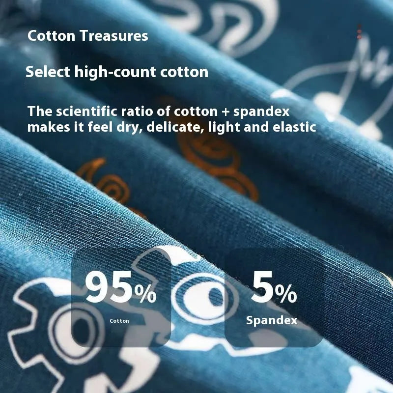 Men's cotton knitted boxers in Lake Blue with elasticated waistband and soft fabric, shown flat.